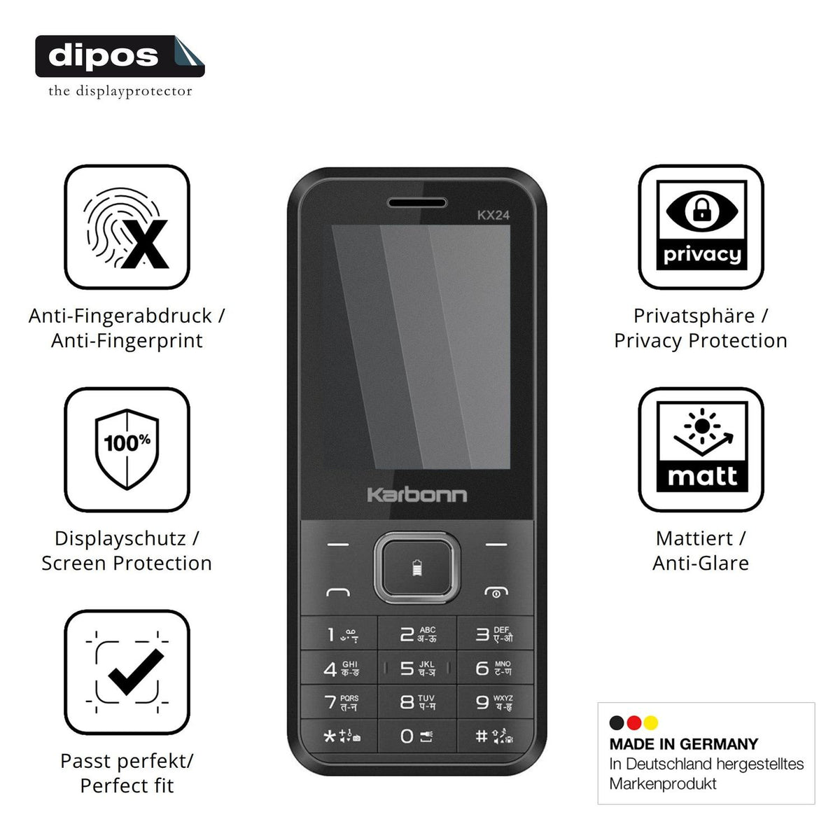 Privatsphäre-Schutz durch Sichtschutz-Folie passend zugeschnitten für Karbonn KX24