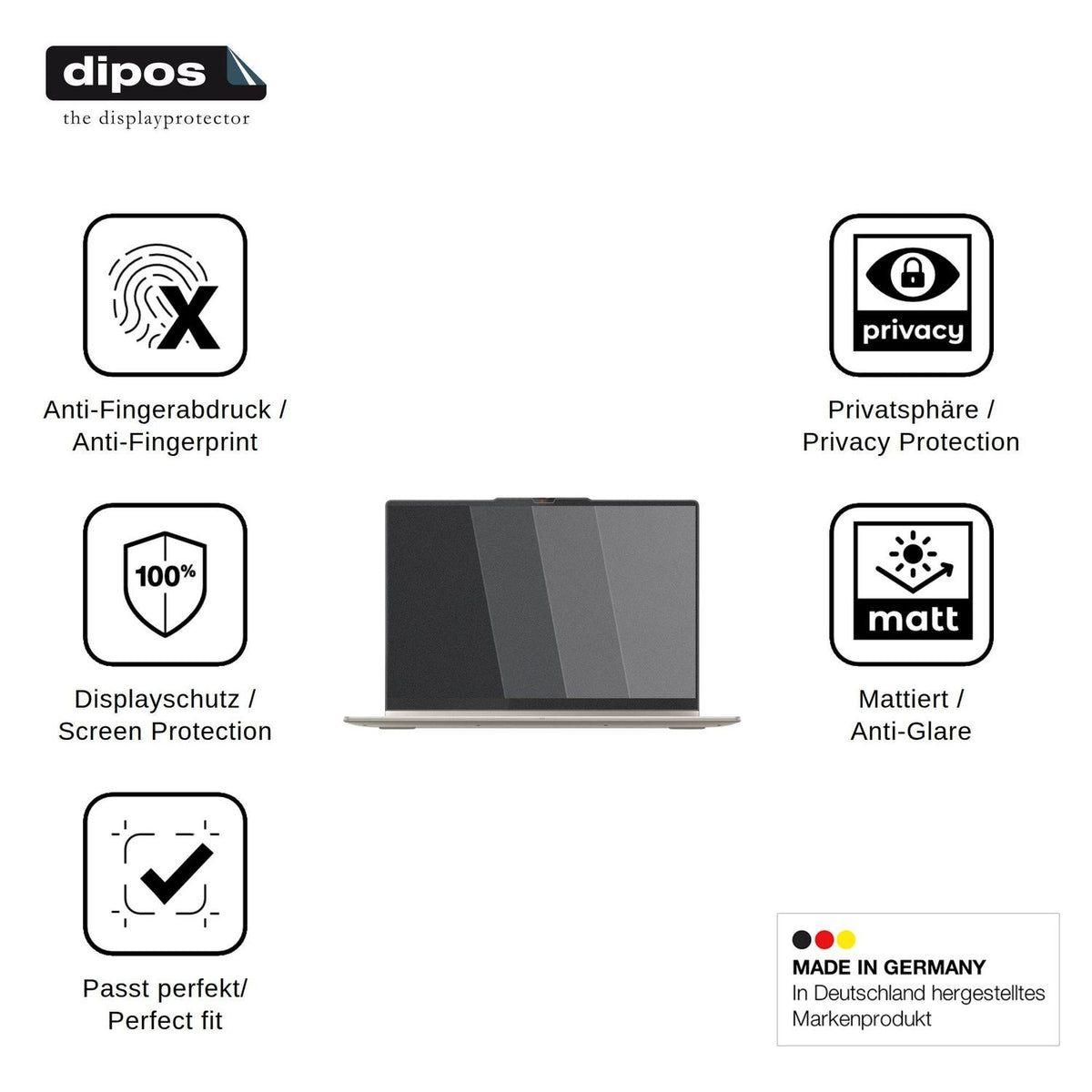 Screen Protector for Lenovo Yoga 7 2in1 16AKP10 Privacy Filter 4-Way Protection dipos