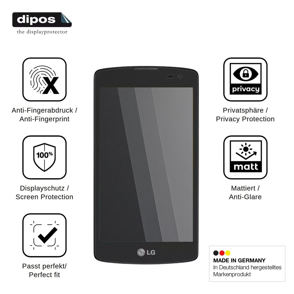 Screen Protector for LG Prime Plus H522F Privacy Filter 4-Way Protection dipos