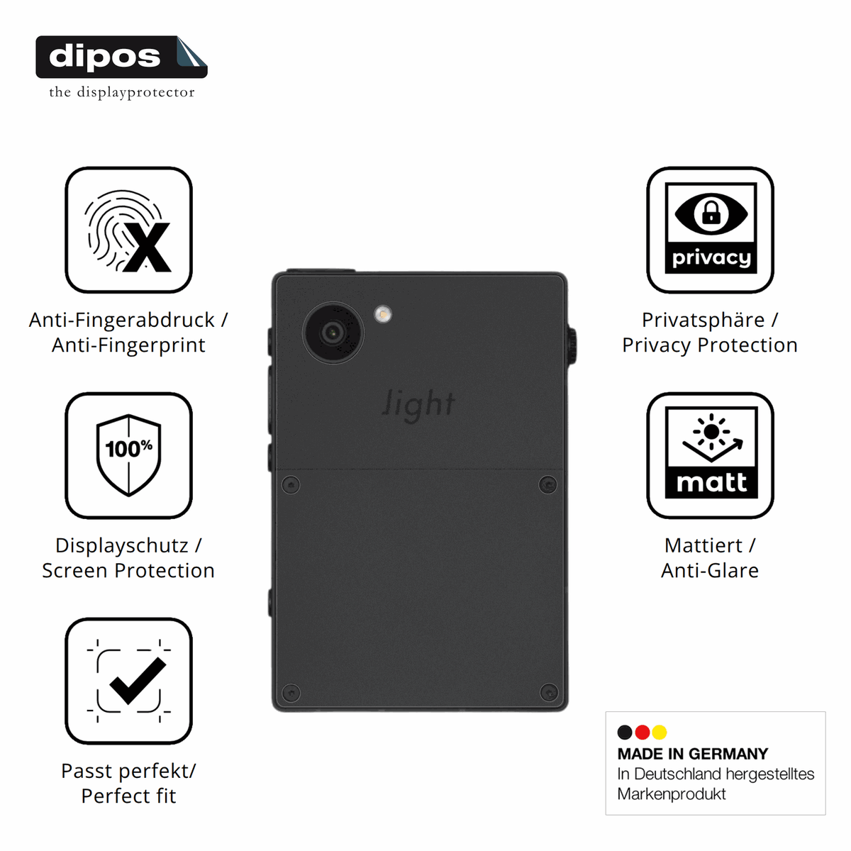 Privatsphäre-Schutz durch Sichtschutz-Folie passend zugeschnitten für Light Phone 3 Rückseite
