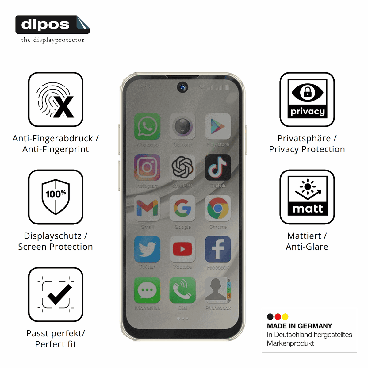 Privatsphäre-Schutz durch Sichtschutz-Folie passend zugeschnitten für Longben XS19 Pro