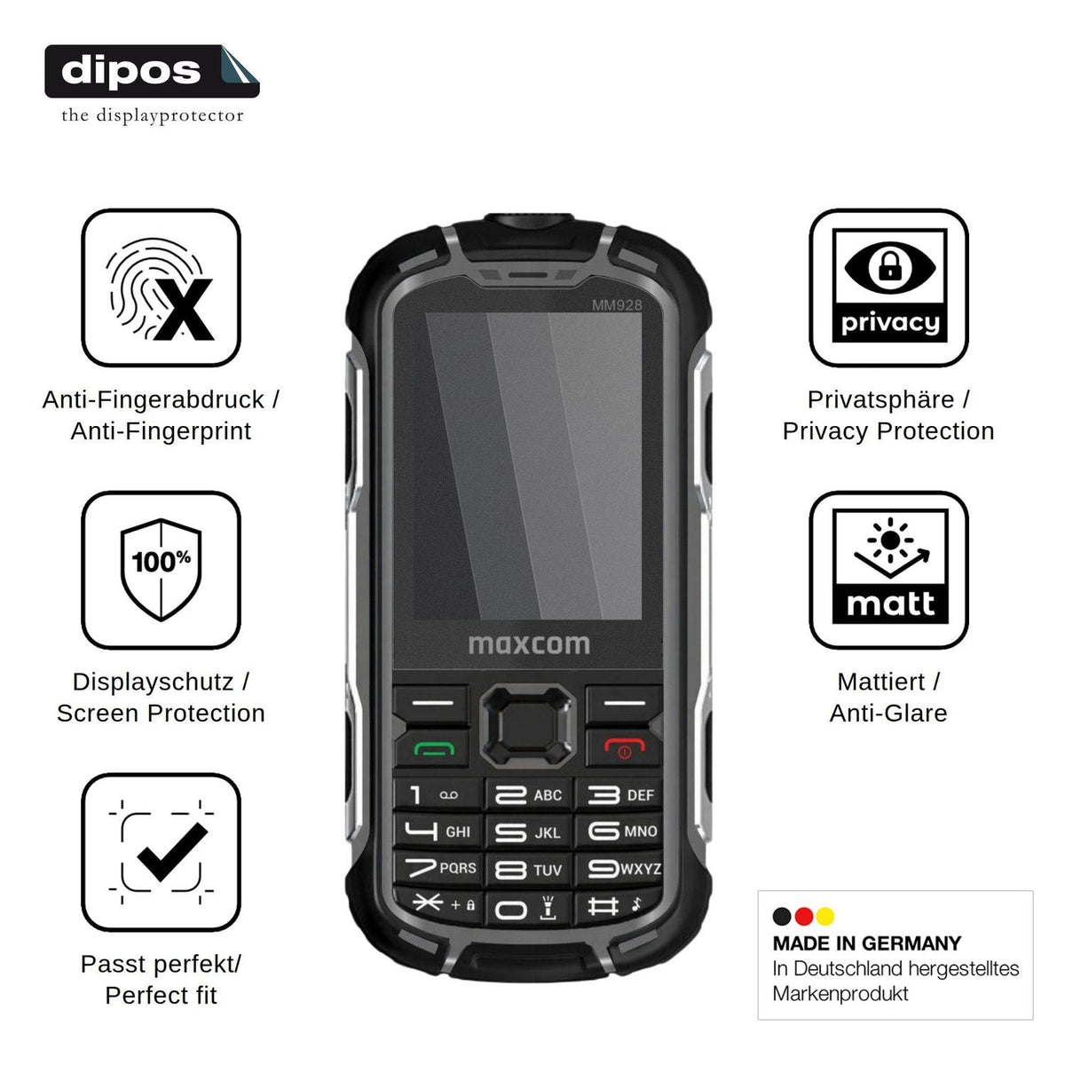 Screen Protector for MaxCom MM928 4G Privacy Filter 4-Way Protection dipos