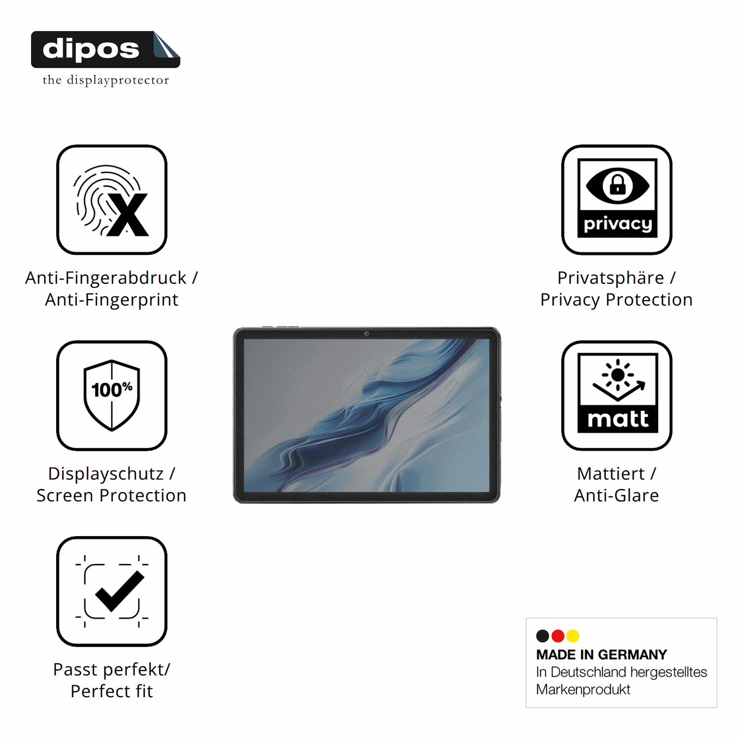 Privatsphäre-Schutz durch Sichtschutz-Folie passend zugeschnitten für Mentume K50 10.1
