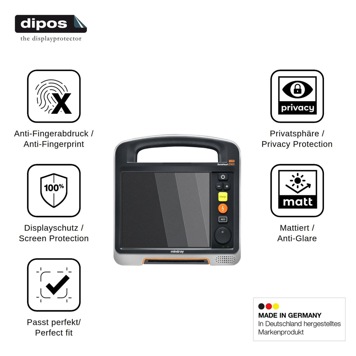 Screen Protector for Mindray Beneheart D60 Privacy Filter 4-Way Protection dipos