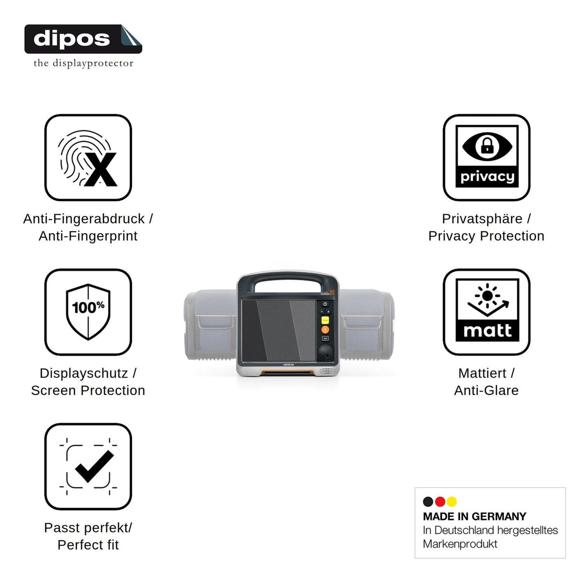 Screen Protector for Mindray Beneheart DX Privacy Filter 4-Way Protection dipos