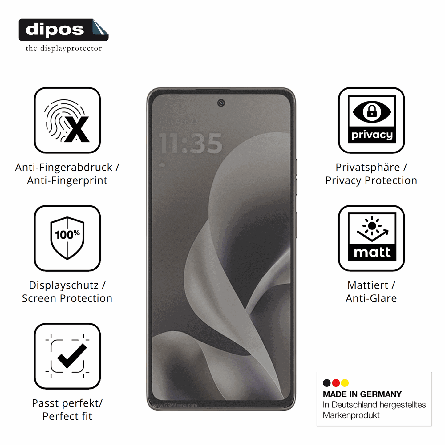 Privatsph�re-Schutz durch Sichtschutz-Folie passend zugeschnitten f�r Motorola Moto G Power 2026