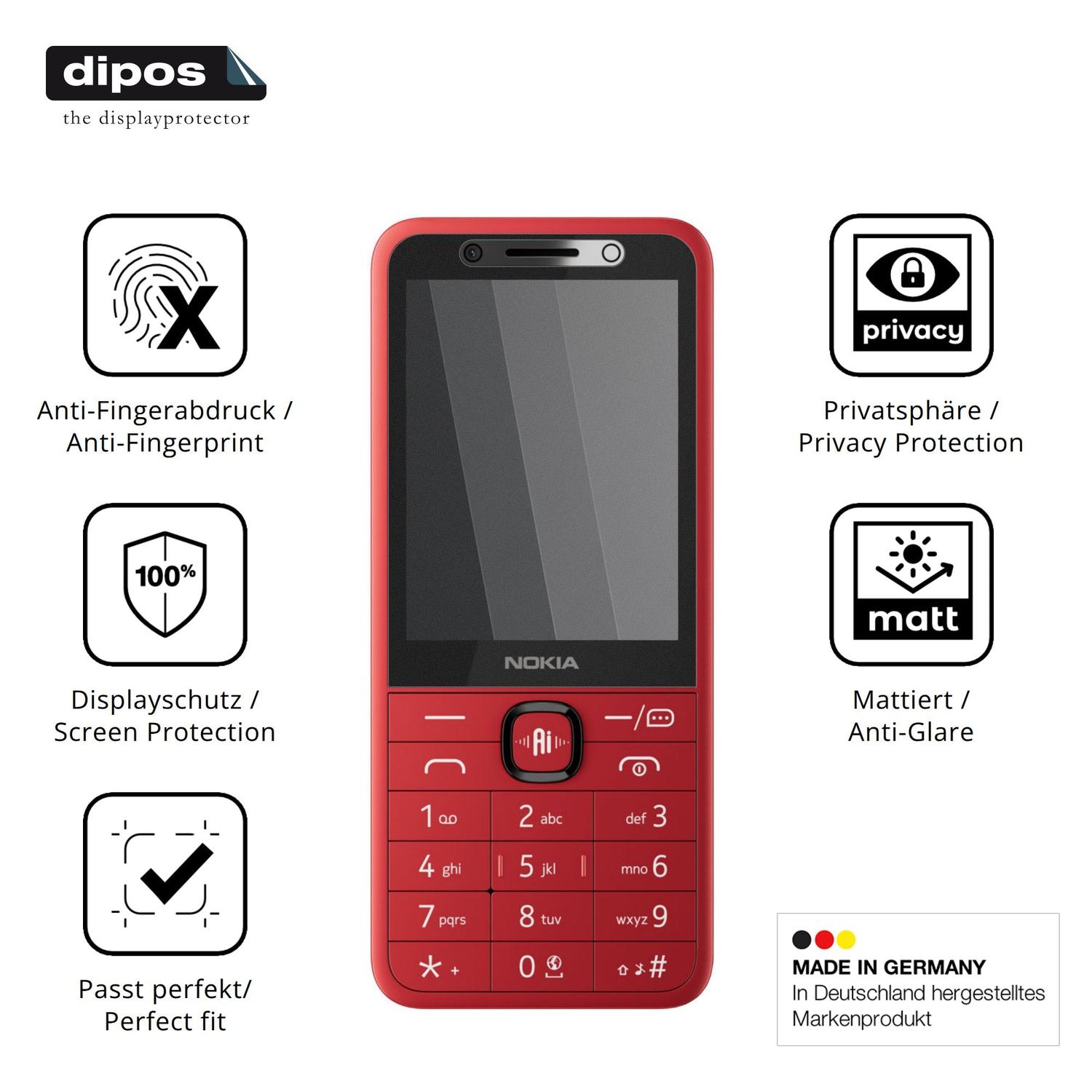 Privatsphäre-Schutz durch Sichtschutz-Folie passend zugeschnitten für Nokia 215 4G 2nd Edition