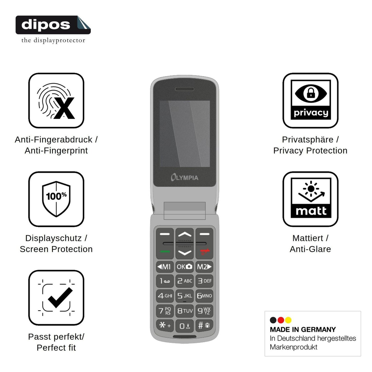 Screen Protector for Olympia Style Duo 4G Privacy Filter 4-Way Protection dipos