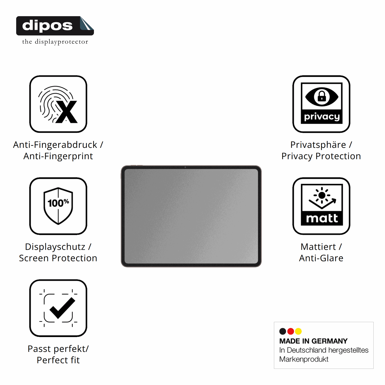 Privatsphäre-Schutz durch Sichtschutz-Folie passend zugeschnitten für OnePlus Pad 4
