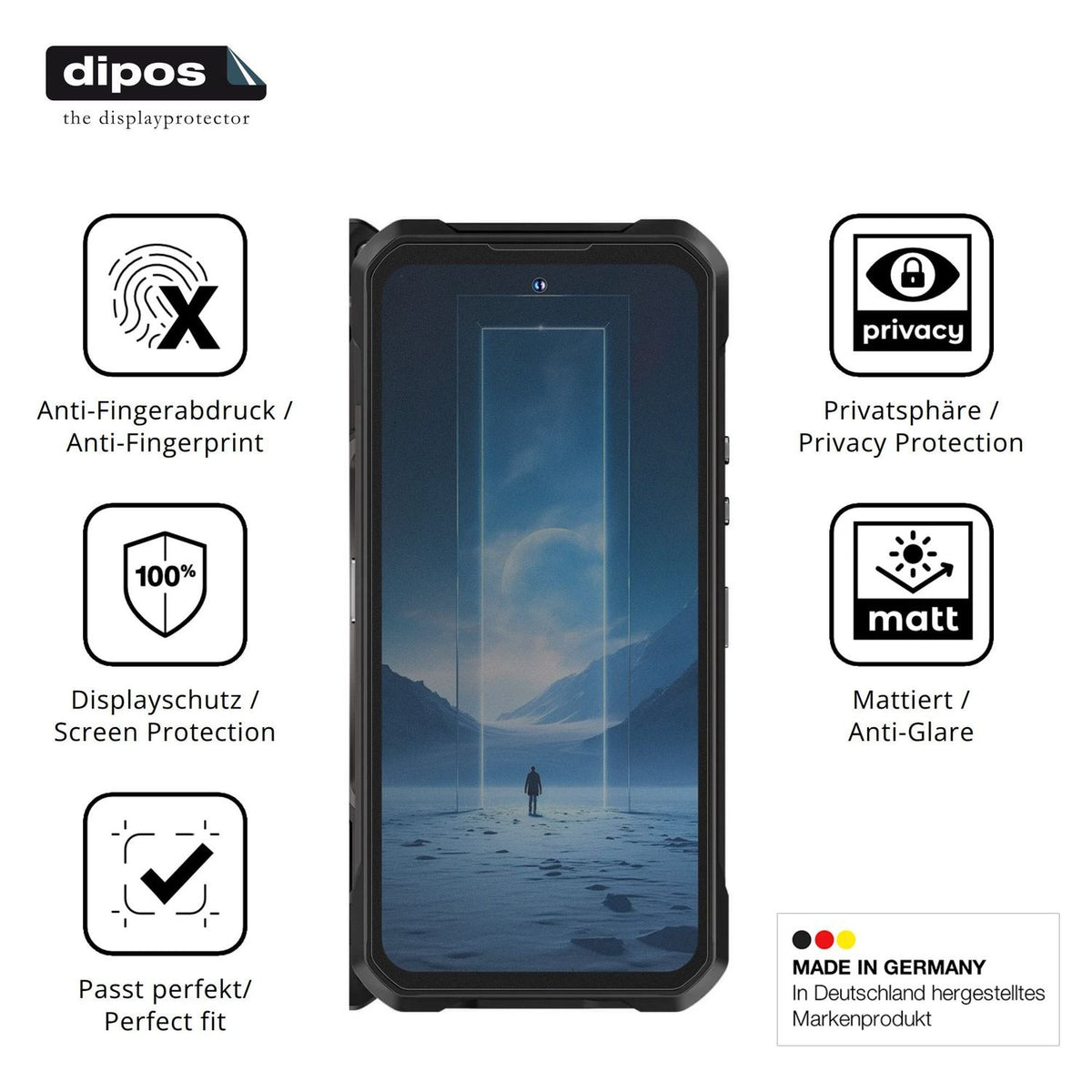 Privatsphäre-Schutz durch Sichtschutz-Folie passend zugeschnitten für Oukitel WP61 Ti