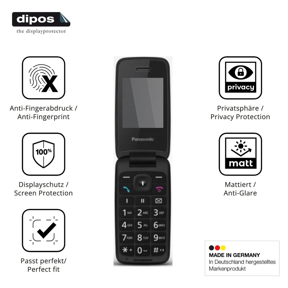 Privatsphäre-Schutz durch Sichtschutz-Folie passend zugeschnitten für Panasonic KX-TU410