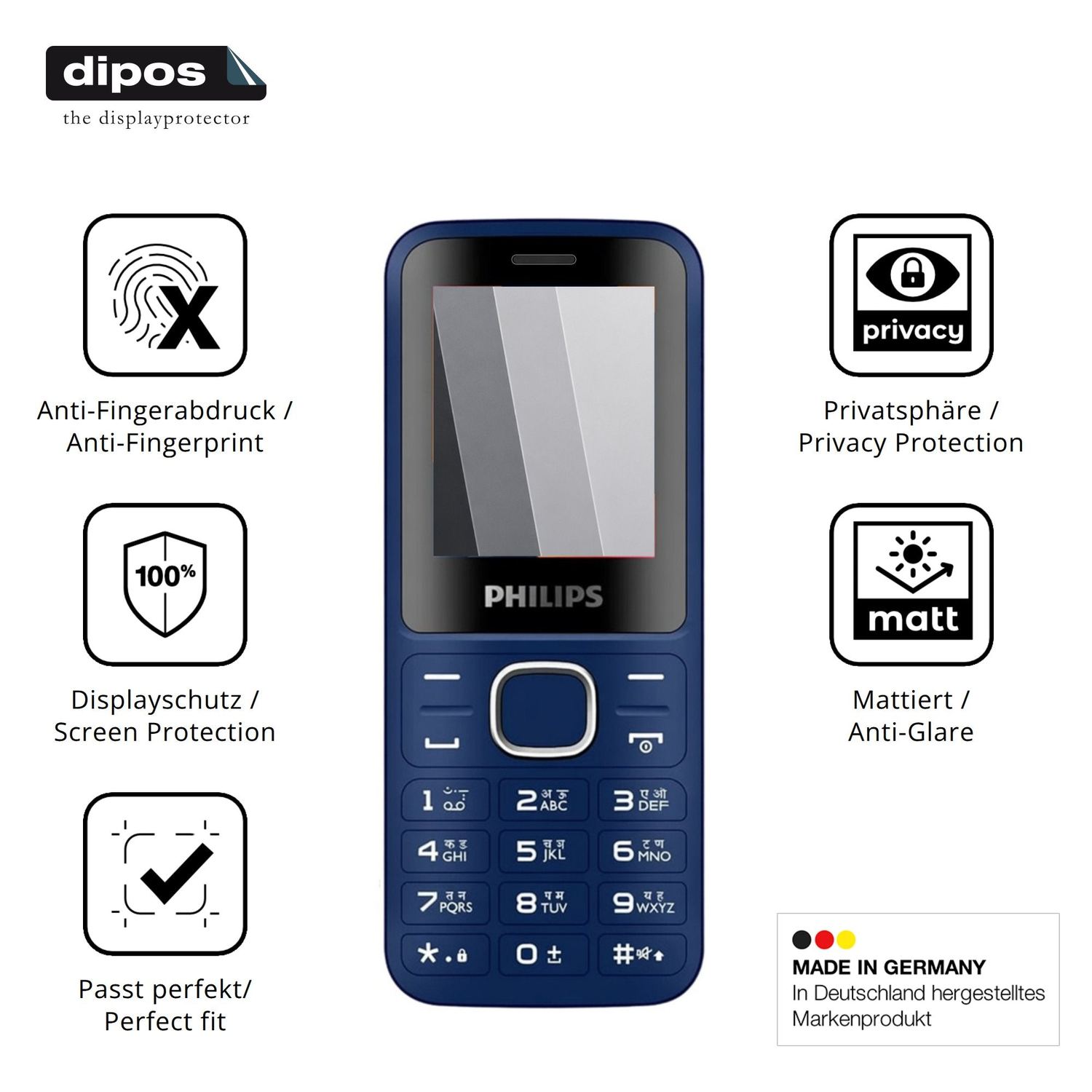 Privatsphäre-Schutz durch Sichtschutz-Folie passend zugeschnitten für Philips E2104