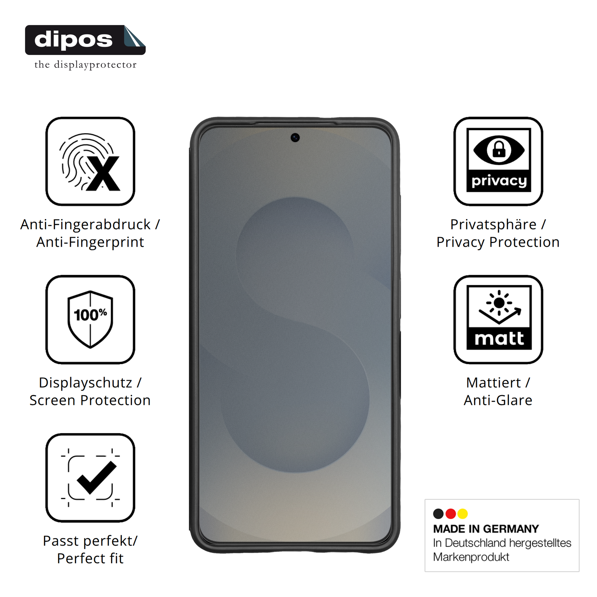 Privatsph�re-Schutz durch Sichtschutz-Folie passend zugeschnitten f�r Samsung Galaxy S26 Case Friendly