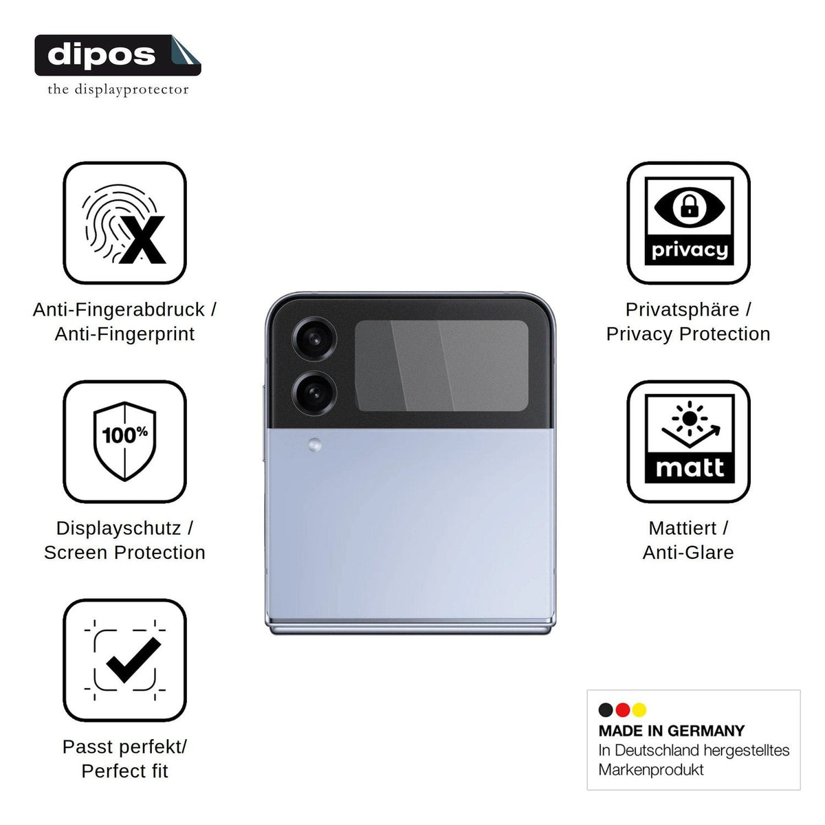 Screen Protector for Samsung Galaxy Z Flip4 5G Outside Privacy Filter 4-Way Protection dipos