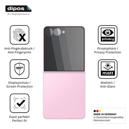 Privatsphäre-Schutz durch Sichtschutz-Folie passend zugeschnitten für Samsung Galaxy Z Flip8 Aussenseite