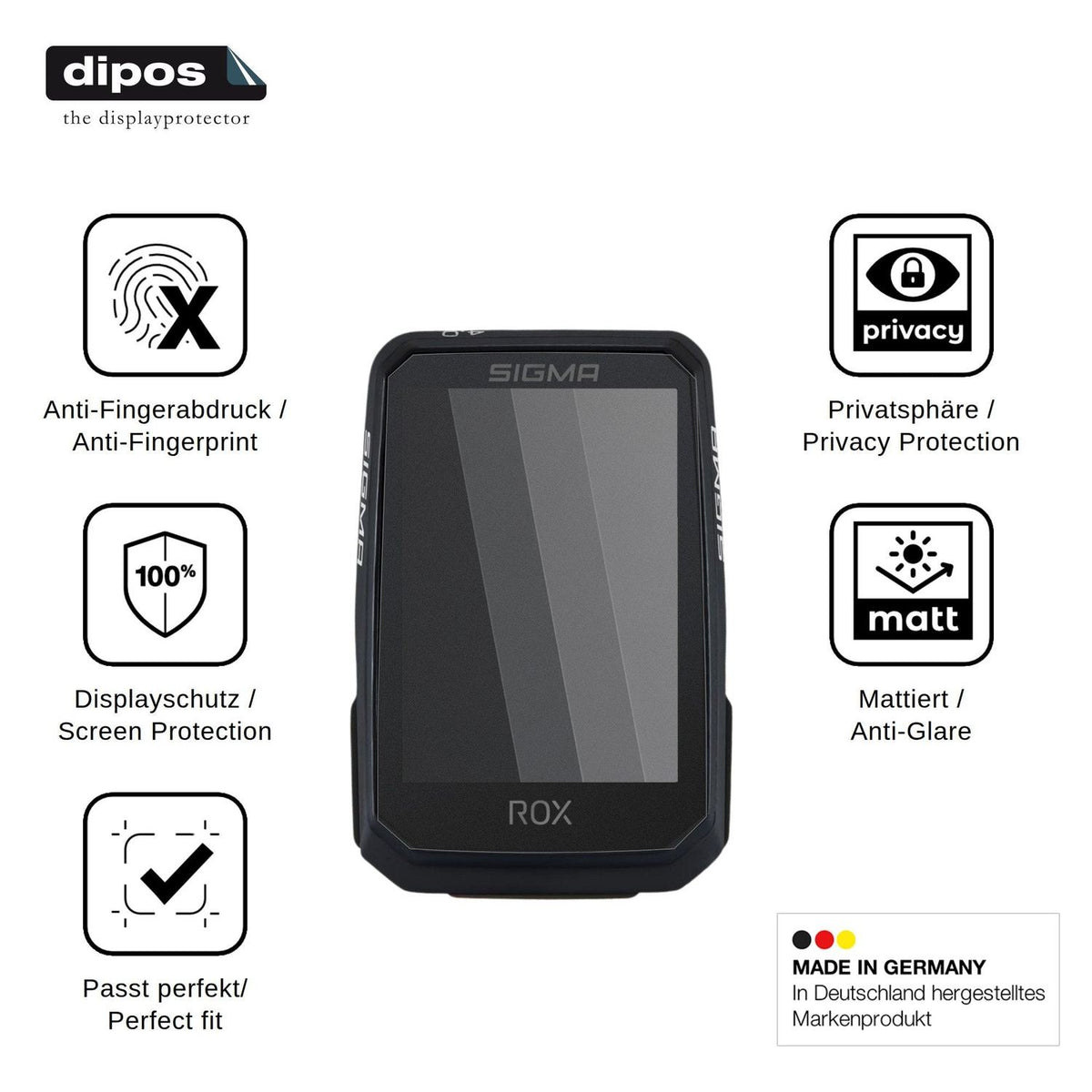 Screen Protector for Sigma ROX 4.0 Endurance Privacy Filter 4-Way Protection dipos
