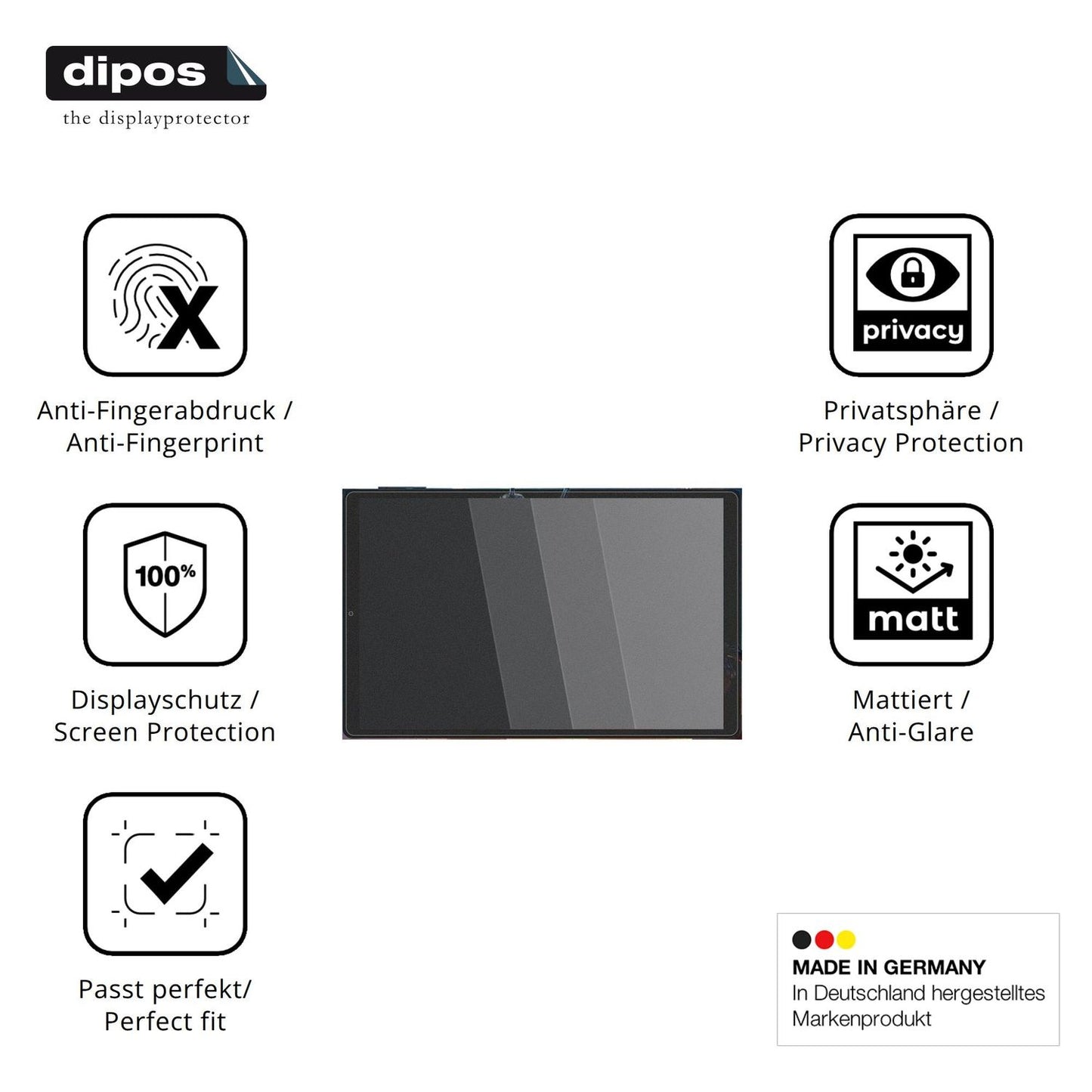 Privatsphäre-Schutz durch Sichtschutz-Folie passend zugeschnitten für SOLVYXEN M623 10.6 Zoll