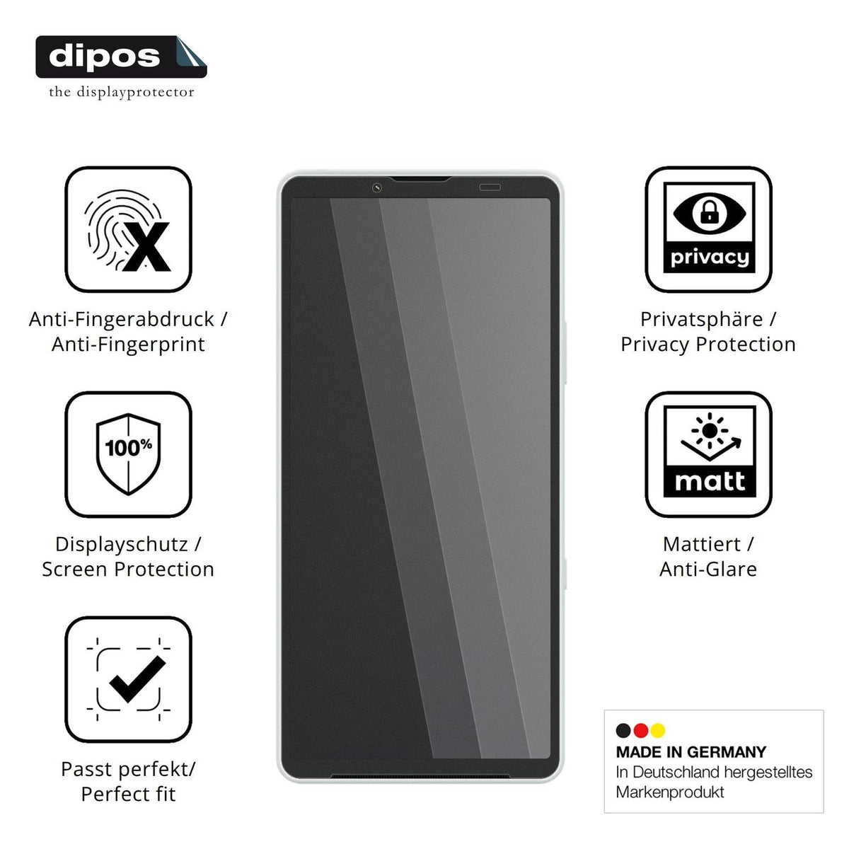 Privatsphäre-Schutz durch Sichtschutz-Folie passend zugeschnitten für Sony Xperia 10 VIII