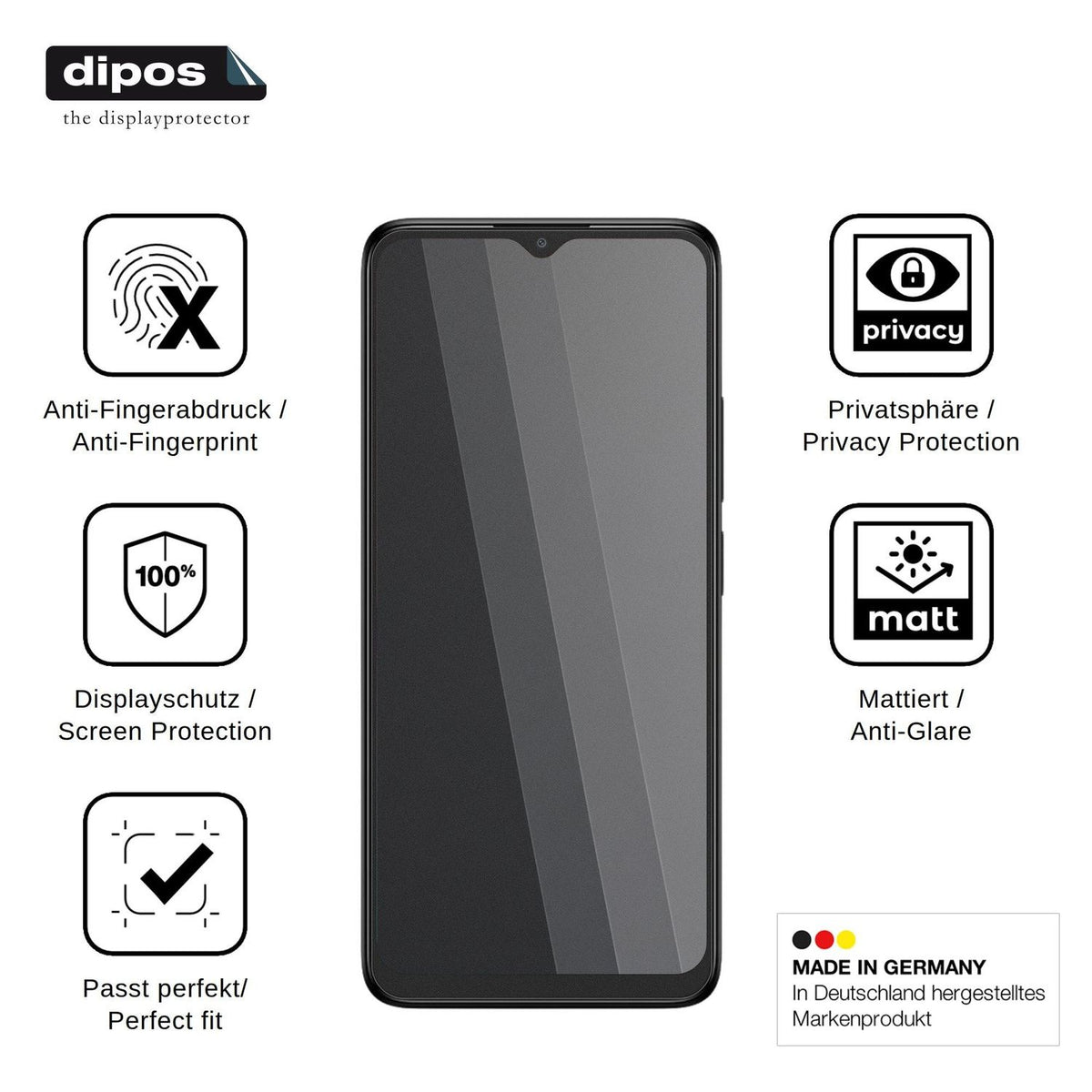 Screen Protector for TCL K12 Privacy Filter 4-Way Protection dipos