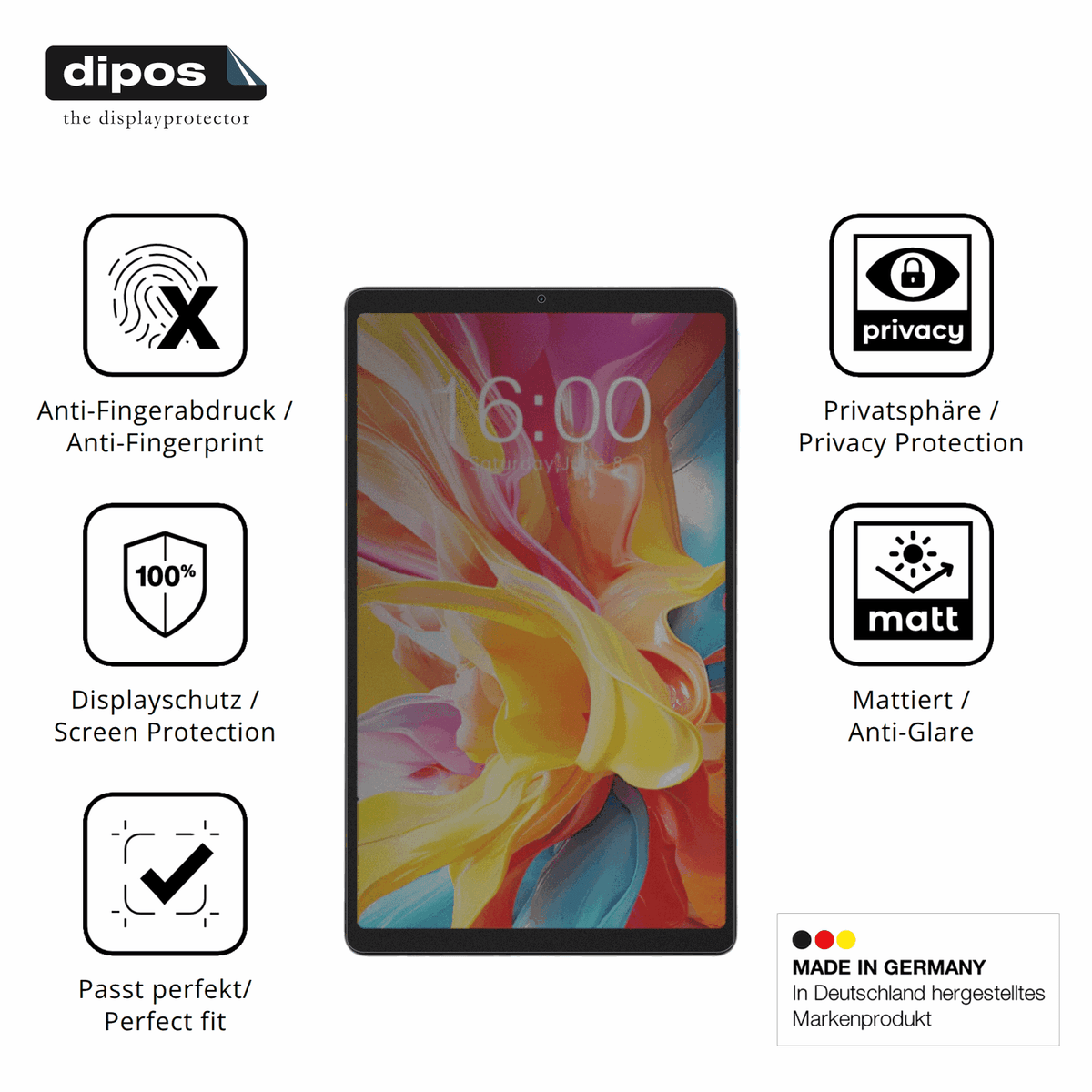 Privatsph�re-Schutz durch Sichtschutz-Folie passend zugeschnitten f�r Teclast T50 Mini