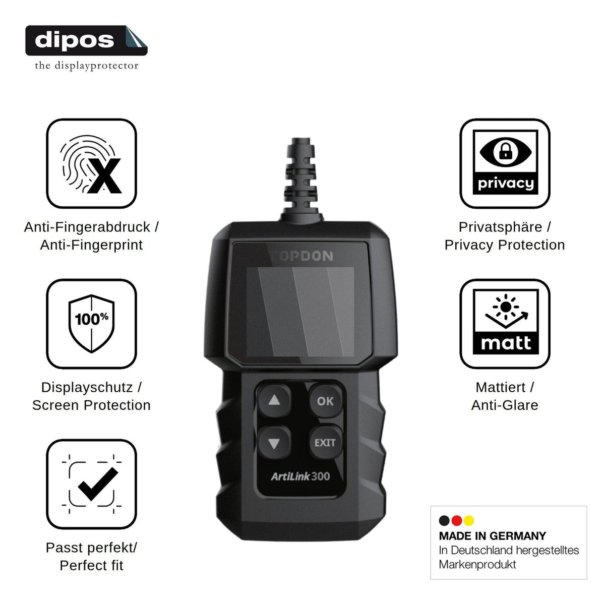 Screen Protector for Topdon ArtiLink 300 Privacy Filter 4-Way Protection dipos