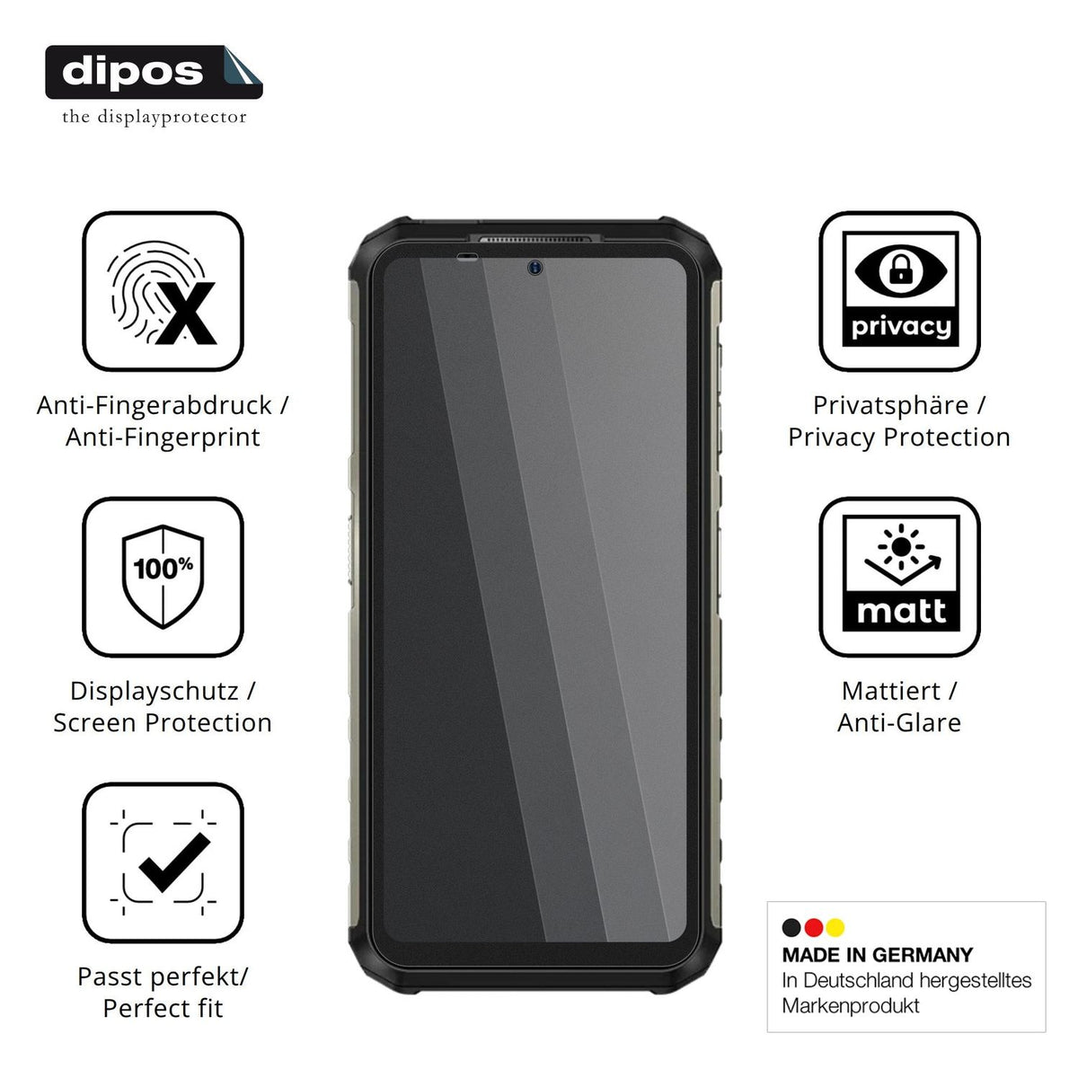 Privatsphäre-Schutz durch Sichtschutz-Folie passend zugeschnitten für Ulefone Armor 22 Pro