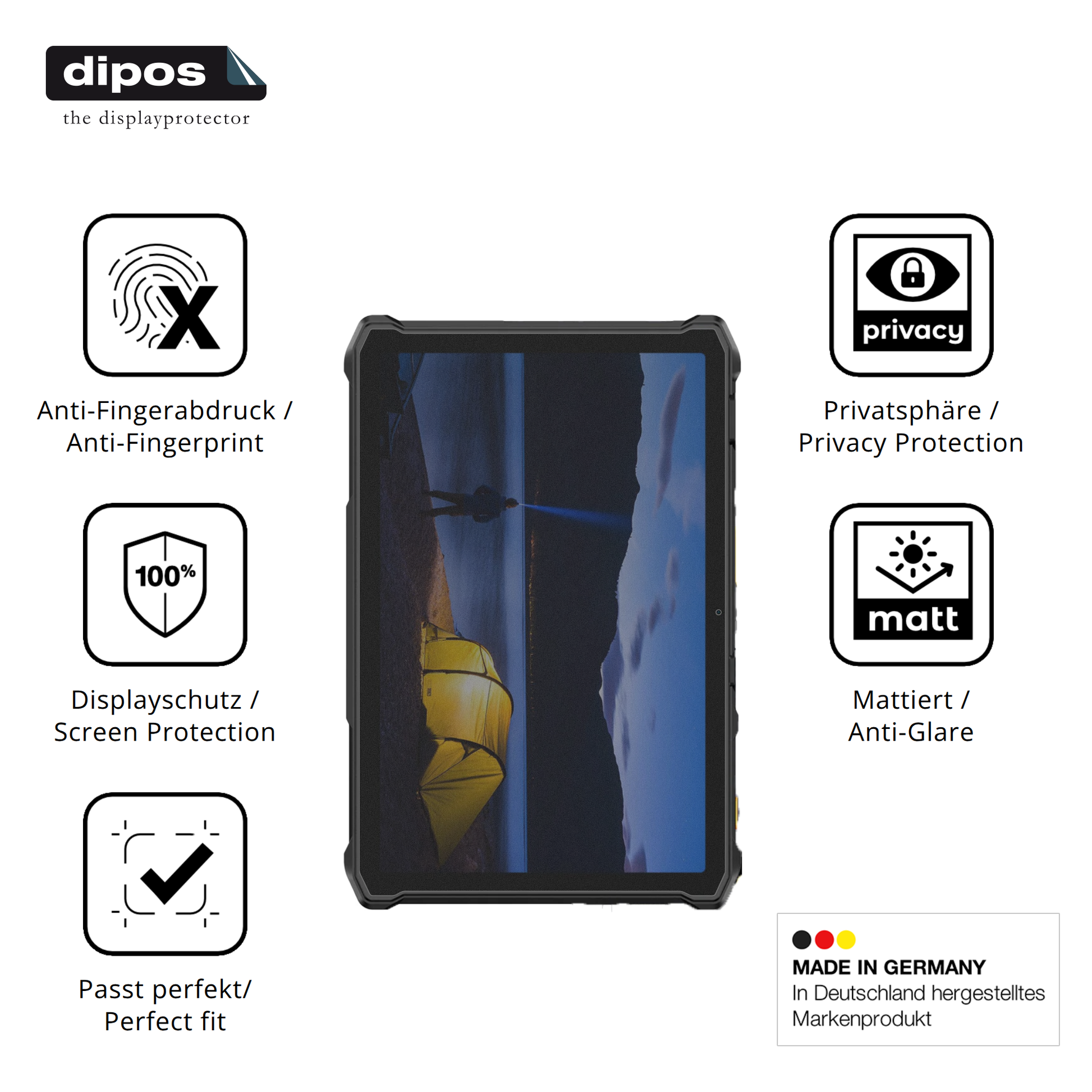 Privatsphäre-Schutz durch Sichtschutz-Folie passend zugeschnitten für Ulefone Armor Pad 5 Pro
