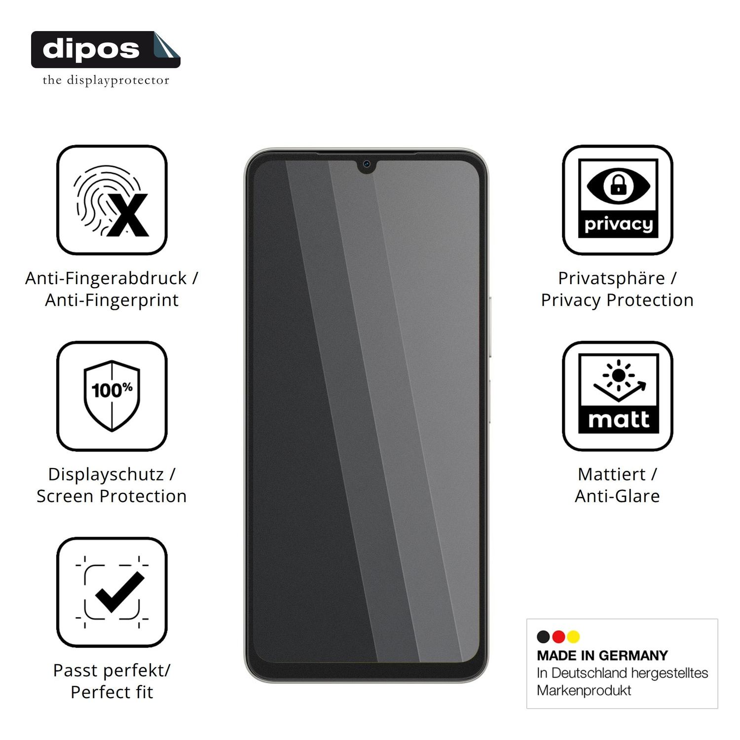 Privatsphäre-Schutz durch Sichtschutz-Folie passend zugeschnitten für Vivo Y6t m
