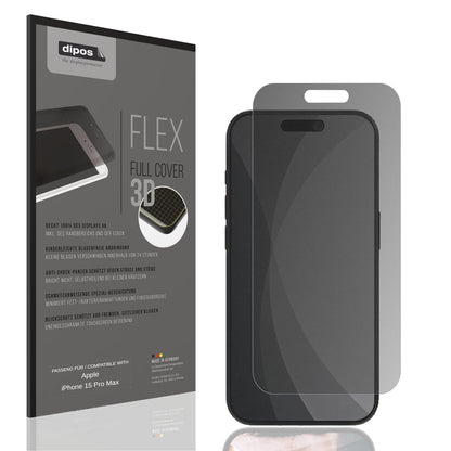 Blickschutzfolie von dipos passend für Apple iPhone 15 Pro Max, 100% Displayabdeckung und blasenfreie Montage