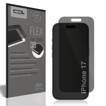 Blickschutzfolie von dipos passend für Apple iPhone 17, 100% Displayabdeckung und blasenfreie Montage