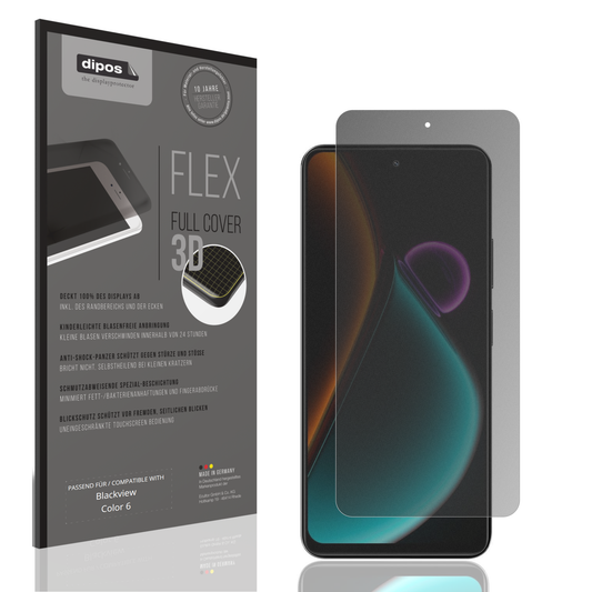Blickschutzfolie von dipos passend für Blackview Color 6, 100% Displayabdeckung und blasenfreie Montage