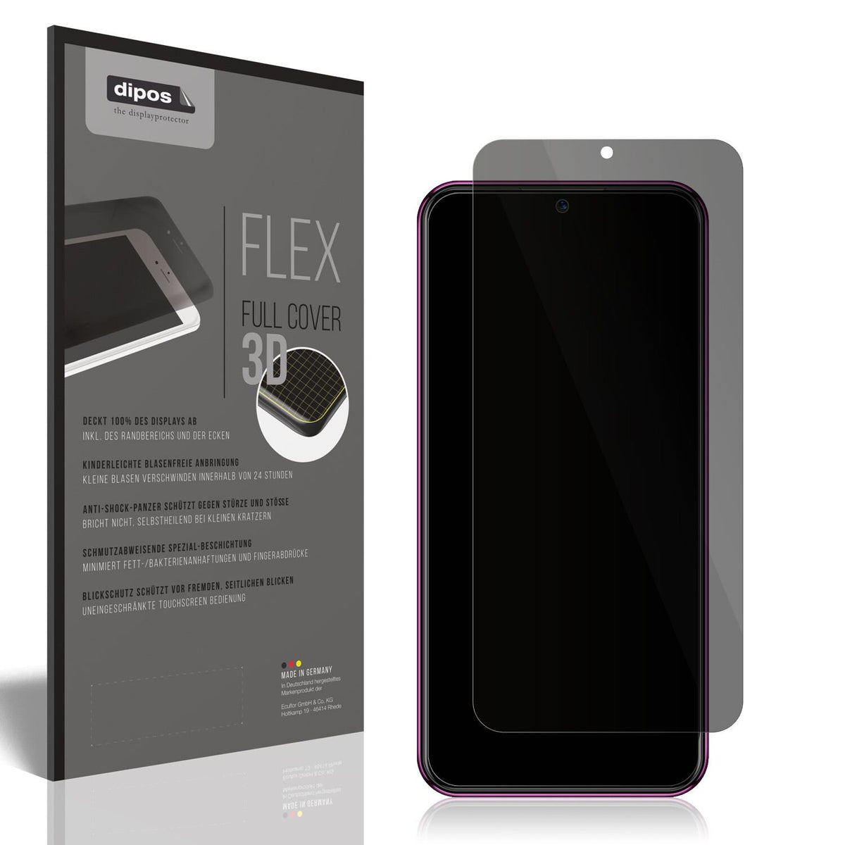 Blickschutzfolie von dipos passend für BQ 6051G, 100% Displayabdeckung und blasenfreie Montage