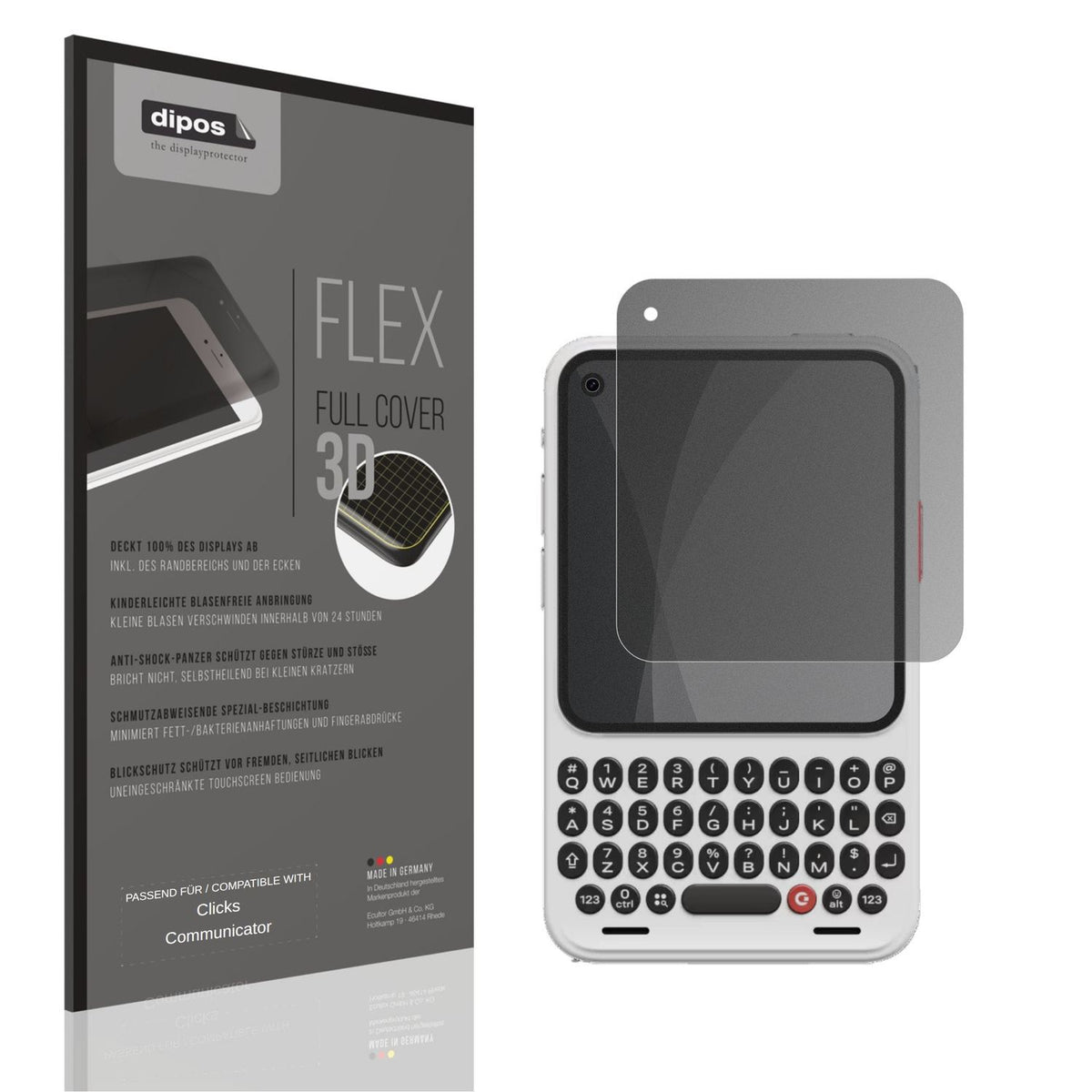 Blickschutzfolie von dipos passend f�r Clicks Communicator, 100% Displayabdeckung und blasenfreie Montage