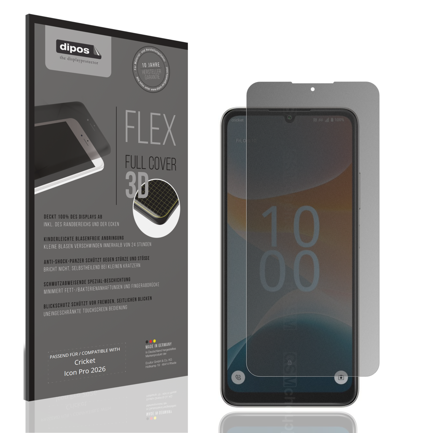 Blickschutzfolie von dipos passend für Cricket Icon Pro 2026, 100% Displayabdeckung und blasenfreie Montage