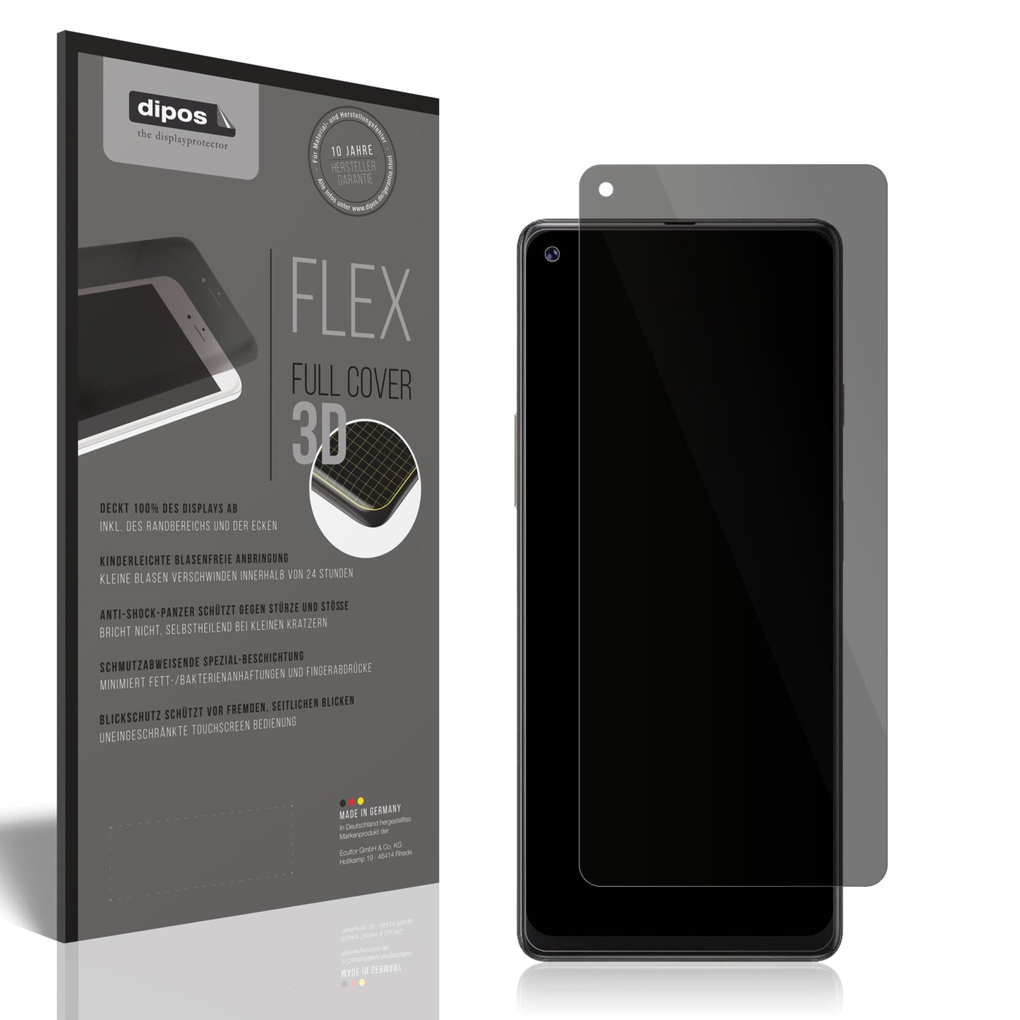 Blickschutzfolie von dipos passend für Cubot Max 3, 100% Displayabdeckung und blasenfreie Montage