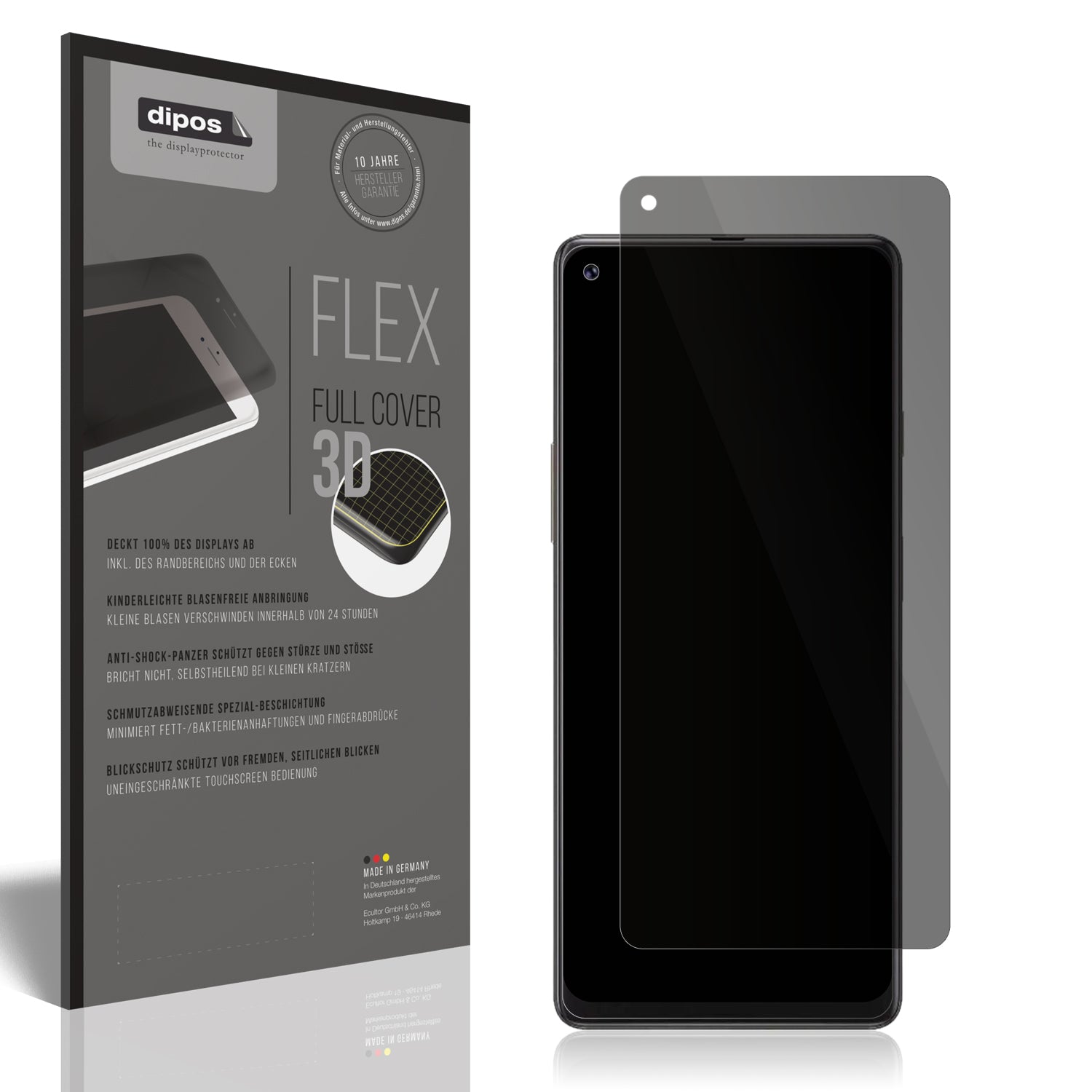Blickschutzfolie von dipos passend für Cubot Max 3, 100% Displayabdeckung und blasenfreie Montage