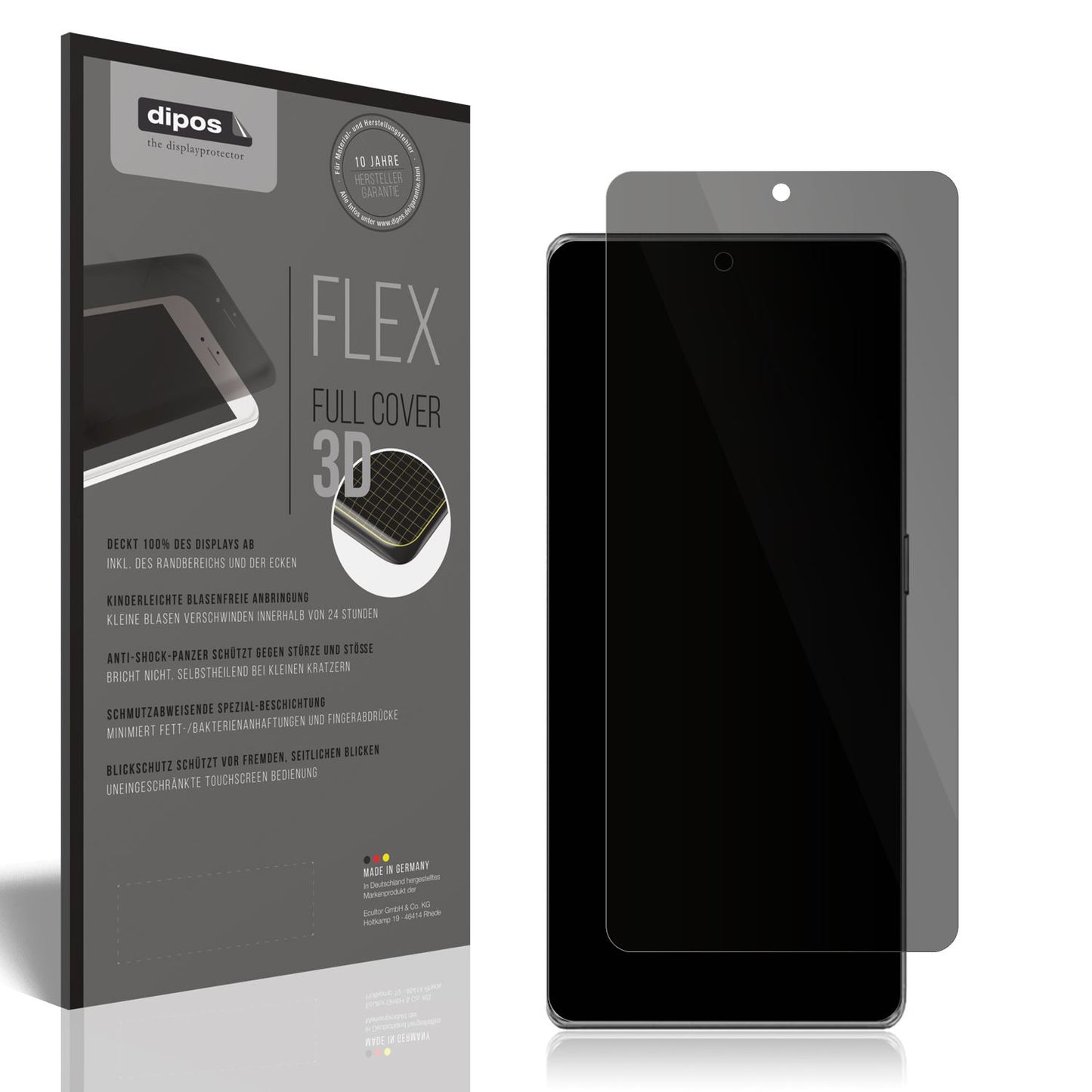 Blickschutzfolie von dipos passend für Cubot X90, 100% Displayabdeckung und blasenfreie Montage