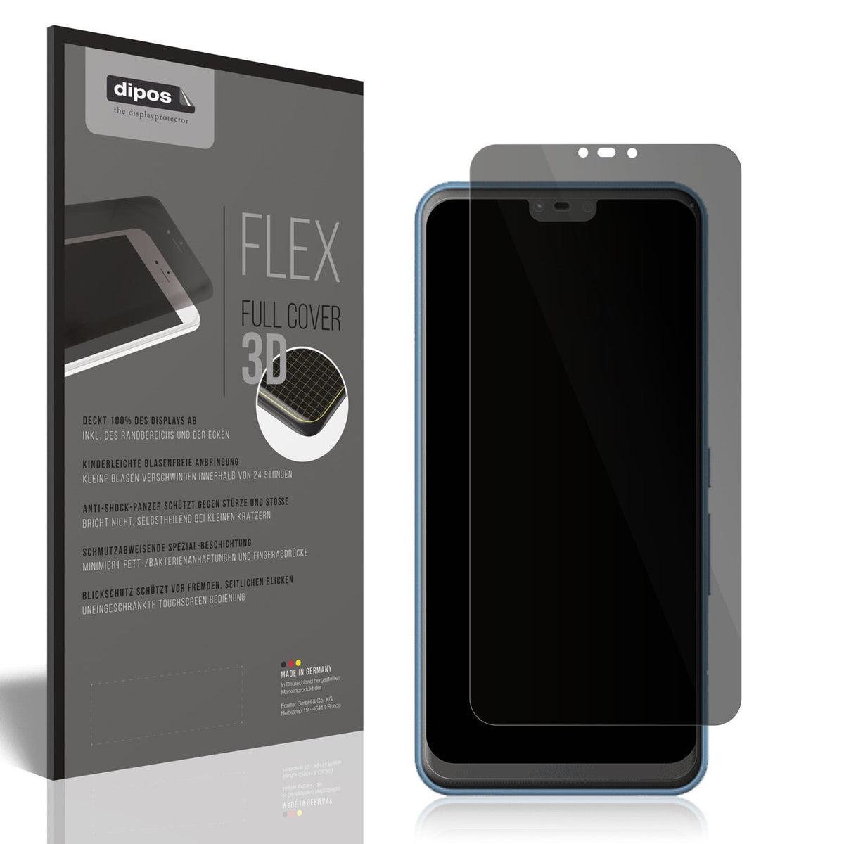 Blickschutzfolie von dipos passend für Fujitsu Arrows J, 100% Displayabdeckung und blasenfreie Montage