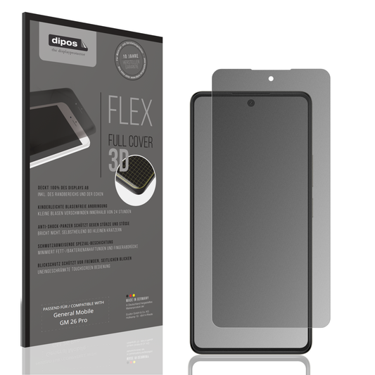 Blickschutzfolie von dipos passend für General Mobile GM 26 Pro, 100% Displayabdeckung und blasenfreie Montage