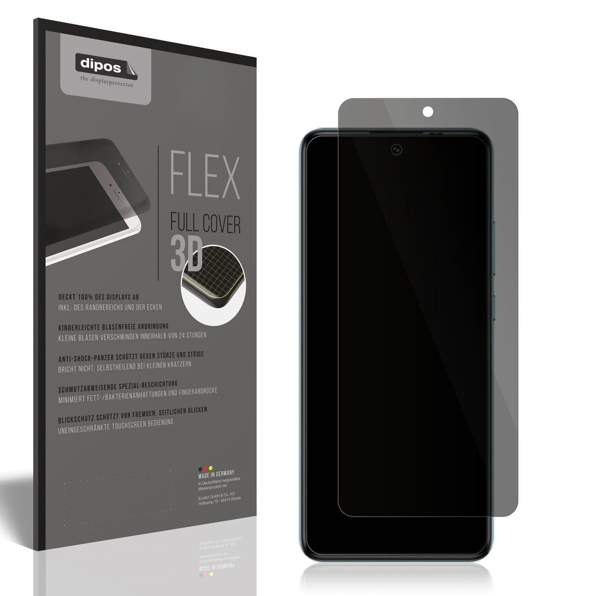 Blickschutzfolie von dipos passend für General Mobile GM22 Plus, 100% Displayabdeckung und blasenfreie Montage