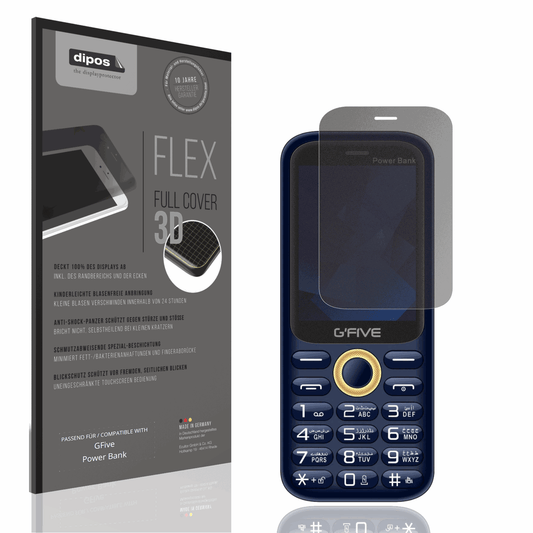 Blickschutzfolie von dipos passend für GFive Power Bank, 100% Displayabdeckung und blasenfreie Montage