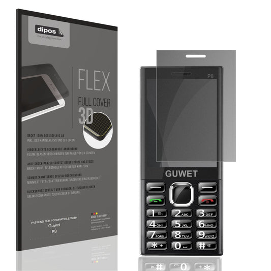 Blickschutzfolie von dipos passend für Guwet P8, 100% Displayabdeckung und blasenfreie Montage