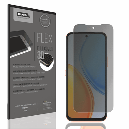 Blickschutzfolie von dipos passend für Honor X7e, 100% Displayabdeckung und blasenfreie Montage