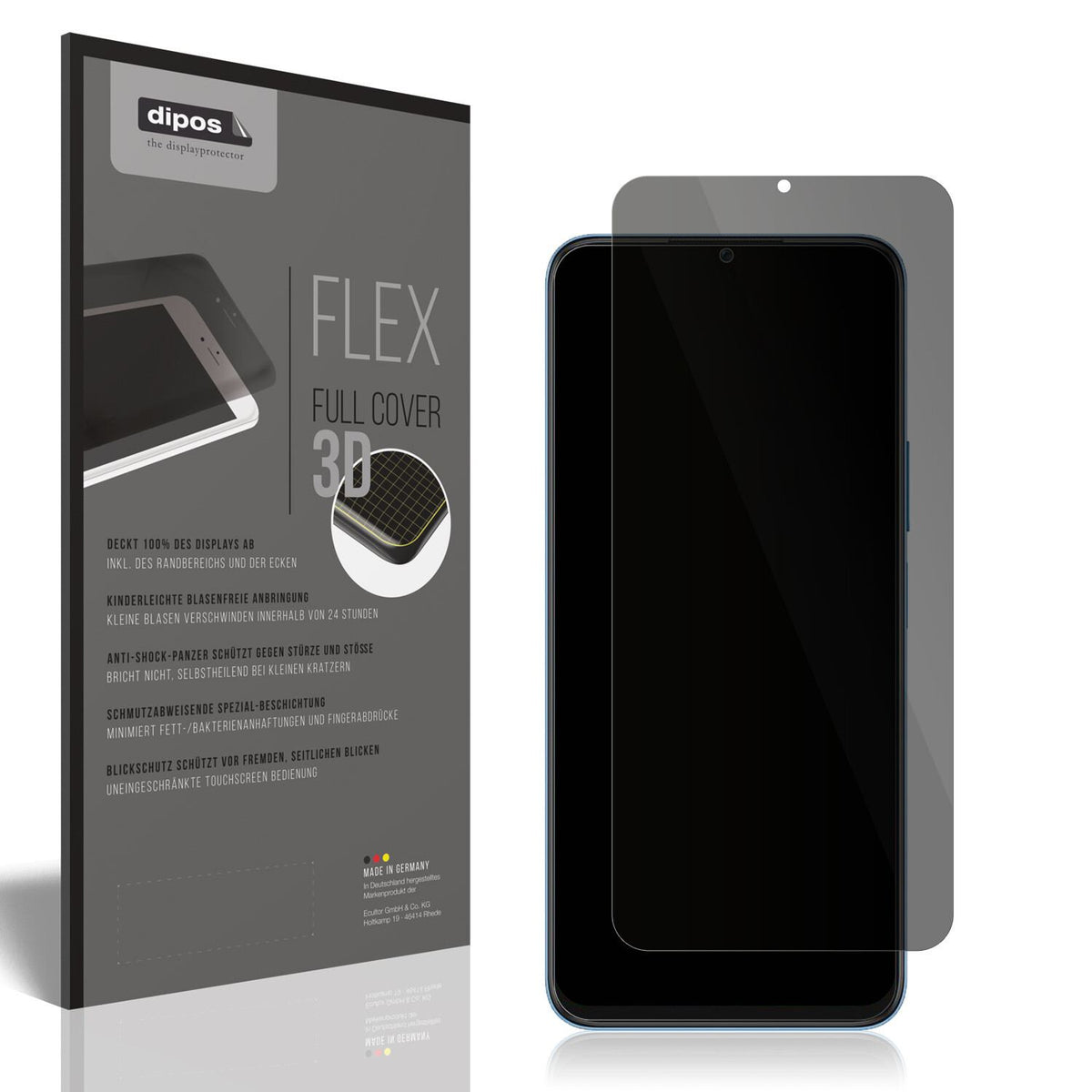 Blickschutzfolie von dipos passend für Honor X8 5G, 100% Displayabdeckung und blasenfreie Montage