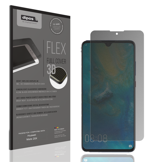 Blickschutzfolie von dipos passend für Huawei Mate 20X, 100% Displayabdeckung und blasenfreie Montage