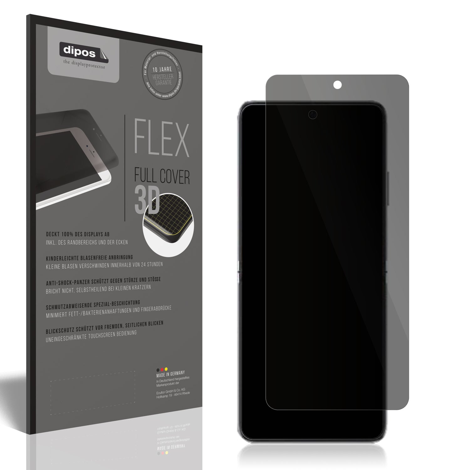 Blickschutzfolie von dipos passend für Huawei Pocket 2, 100% Displayabdeckung und blasenfreie Montage