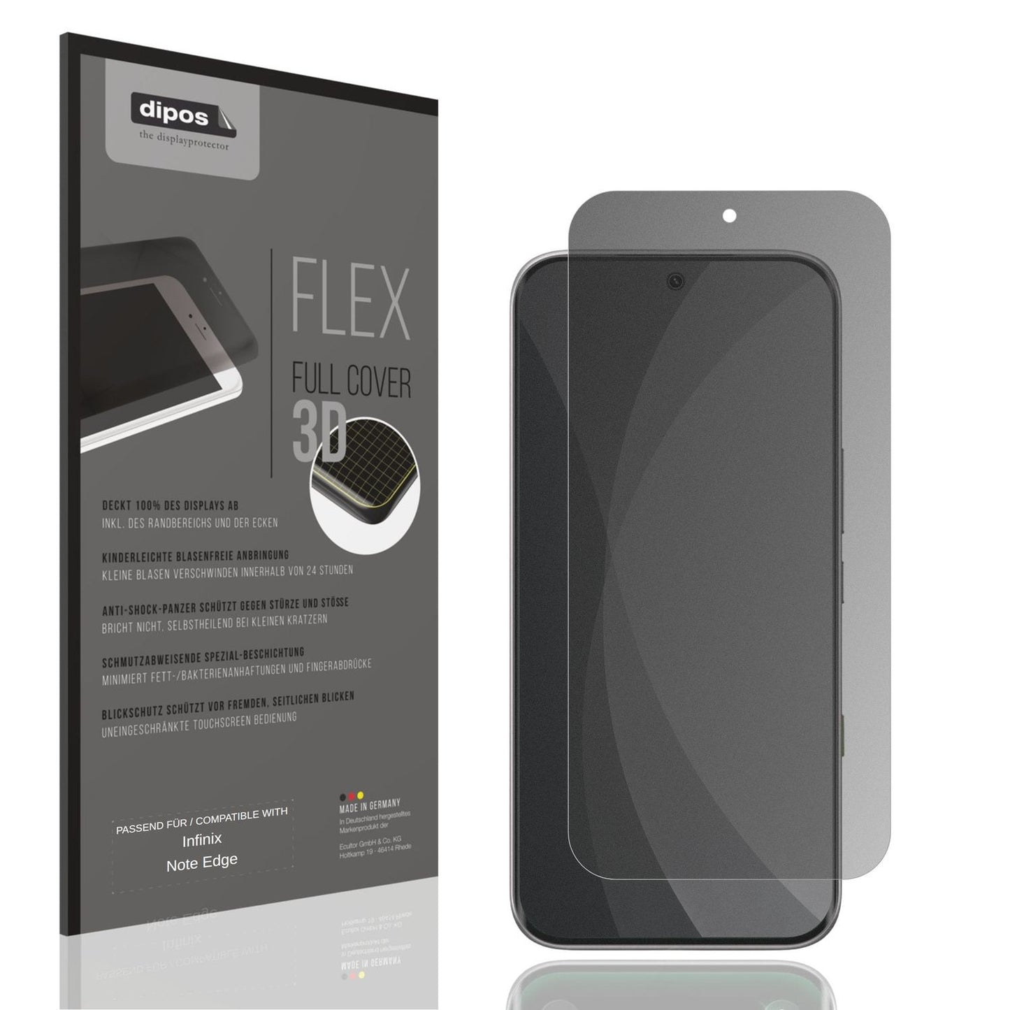 Blickschutzfolie von dipos passend f�r Infinix Note Edge, 100% Displayabdeckung und blasenfreie Montage