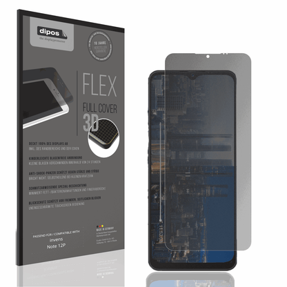 Blickschutzfolie von dipos passend für invens Note 12P, 100% Displayabdeckung und blasenfreie Montage