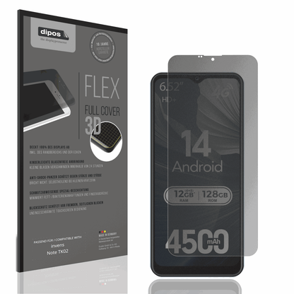 Blickschutzfolie von dipos passend für invens Note TK02, 100% Displayabdeckung und blasenfreie Montage