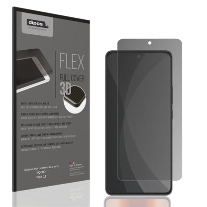 Blickschutzfolie von dipos passend für IQOO Neo 11, 100% Displayabdeckung und blasenfreie Montage